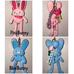 Pink and Blue Bunny Keychain Set